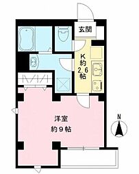 結城野ベース 1Kの間取図画像