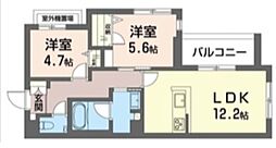 レフィシア腰越 2LDKの間取図画像