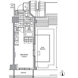 パークハビオ門前仲町 13階ワンルームの間取り