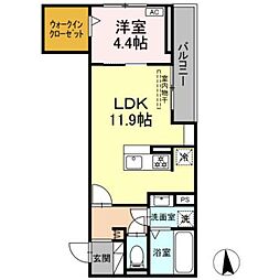 （仮）沼津市富士見町PJ 3階1LDKの間取り