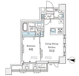 レフィールオーブ麻布仙台坂 1LDKの間取図画像