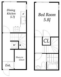 エフプレスト西新井本町 1階1DKの間取り