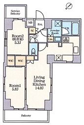 クレストコート南長崎 2LDKの間取図画像