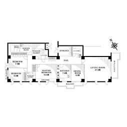 JR山手線 五反田駅 徒歩8分の賃貸マンション 4階3LDKの間取り