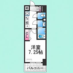 LUXEなかもず 1Kの間取図画像
