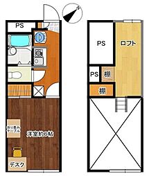 CraneII 2階1Kの間取り