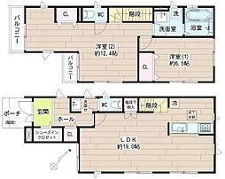 山王2丁目戸建 2LDKの間取り
