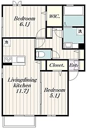 アルシオーネ 1階2LDKの間取り