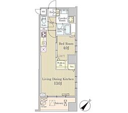 クレール日本橋 12階1LDKの間取り