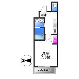 フジパレス岩田町ノース 1Kの間取図画像