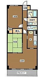 アプリコットヒル 3階2LDKの間取り