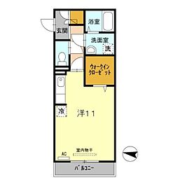 アンクレール 2階ワンルームの間取り