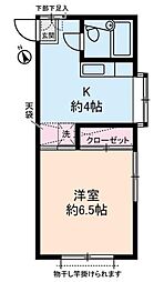 シルバーハウス 1階1Kの間取り