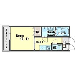 ジーメゾン上野 1Kの間取図画像