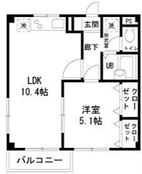 エステートピア深沢 1LDKの間取図画像