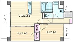ピュアコットン矢部与 2LDKの間取図画像
