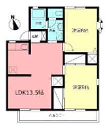 ハイツ大久保 2LDKの間取図画像