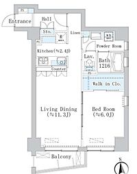 ラ・ヴィータ35 6階1LDKの間取り