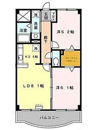 メルベーユ 2階2LDKの間取り
