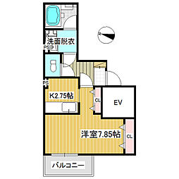 三橋MSK ワンルームの間取図画像