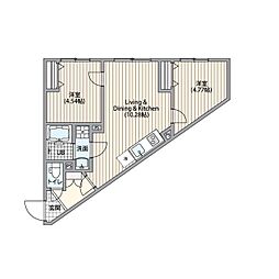 エルファーロ笹塚III 3階2LDKの間取り
