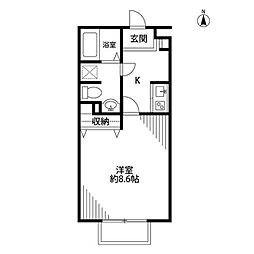 JR横浜線 八王子みなみ野駅 徒歩11分の賃貸アパート 2階1Kの間取り