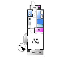 Luxe田辺 1Kの間取図画像