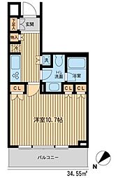 HF新横浜レジデンス 1Kの間取図画像