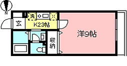 ディアコート翠 1Kの間取図画像