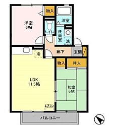 ヴェルドパークB 2LDKの間取図画像