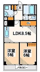 和泉台マンション 2LDKの間取図画像