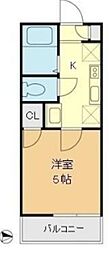 プランドール八広 1Kの間取図画像
