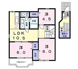 ル　ヴァンヴェール 2階3LDKの間取り