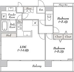 ＢｌｕＲｏｃｋ秋葉原 12階2LDKの間取り
