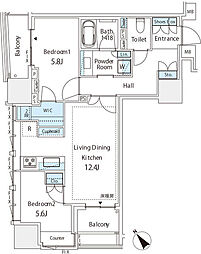 ミレアコート銀座プレミア 2LDKの間取図画像