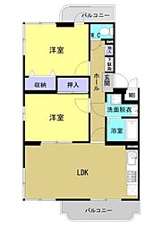 コーポ・南風 2階2LDKの間取り