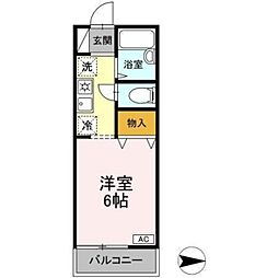 グリーンピポット第2 1Kの間取図画像