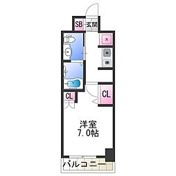 セレニテオズ北巽 2階1Kの間取り