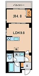 都営大江戸線 両国駅 徒歩8分の賃貸マンション 2階1LDKの間取り