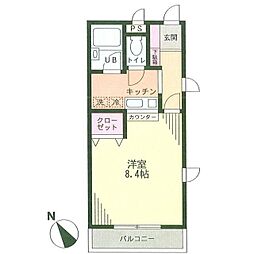 東急東横線 大倉山駅 徒歩3分の賃貸マンション 3階1Kの間取り