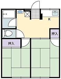 成瀬ハイツ2 2Kの間取図画像