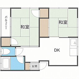 神松寺ハイツ 2階2DKの間取り