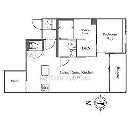 ＴＨＥ　ＧＲＡＮＤＵＯ　ＣＨＩＴＯＦＵＮＡ 2階1LDKの間取り