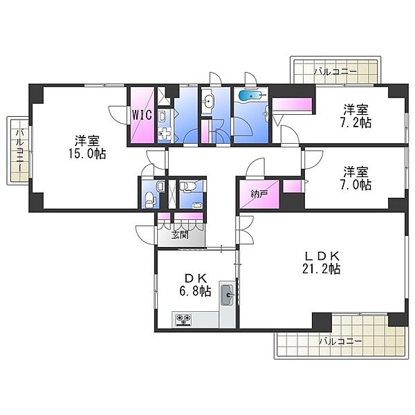 コート帝塚山中 ｜大阪府大阪市住吉区帝塚山中３丁目(賃貸マンション3LDK・3階・140.87㎡)の写真 その2