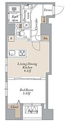 グランカーサ上野入谷 5階1LDKの間取り