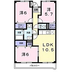 ラルジュウエスト 3LDKの間取図画像