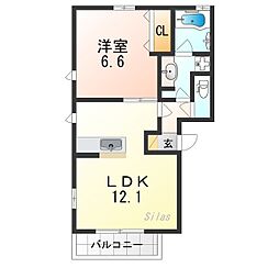 ルッソ北山 1LDKの間取図画像