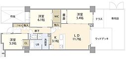ヴェレーナ横浜三ツ沢 3LDKの間取図画像