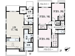 シリウス・アネーロＢ棟 2階3LDKの間取り