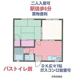 たちばなコーポ 2DKの間取図画像
